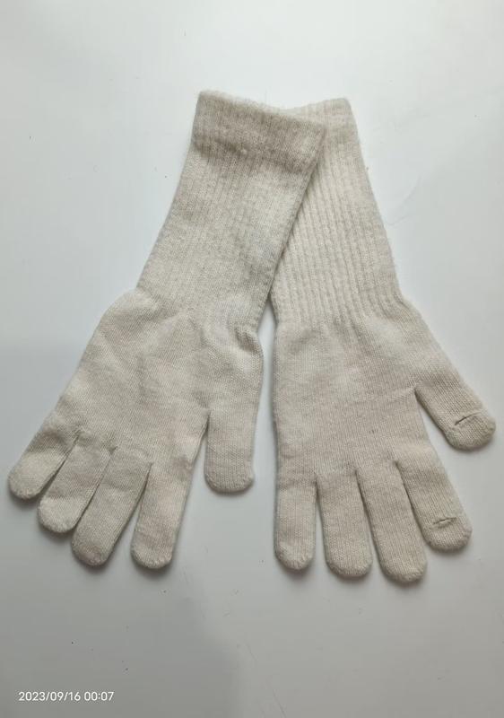 クリーム色リブ編みウールブレンド防寒フルフィンガーニットグローブ1ペア - small batch order accepted