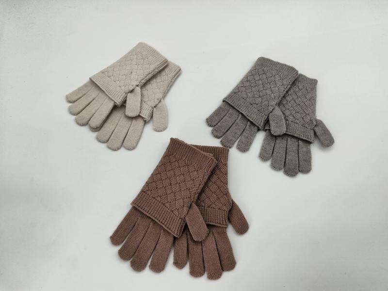 ダイヤ柄ニット手袋3組セット｜ベージュ・グレー・モーブ冬用 - wholesale price for Japan buyers