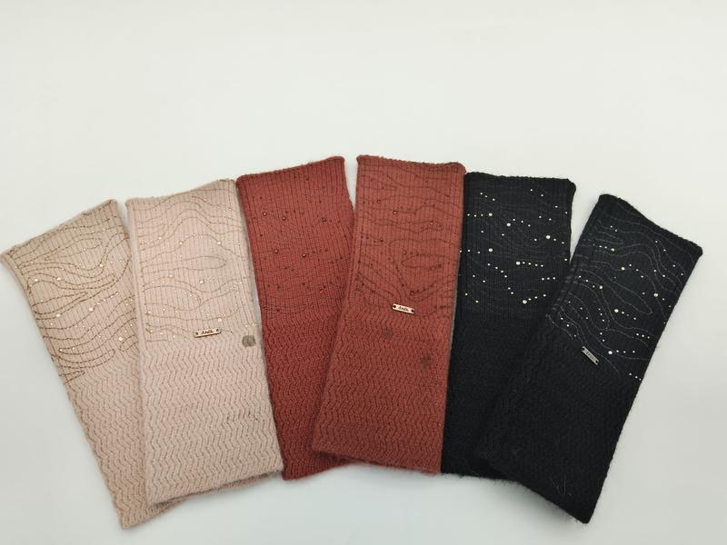 スパンコール付きニットヘッドバンド6本セット：ピンク・ラスト・ブラック系カラー展開 - B2B wholesale inquiry welcome